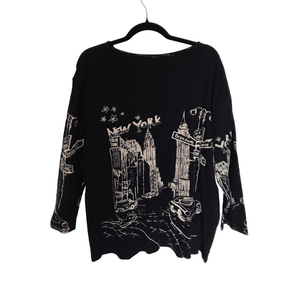 VTG Raakhee Sequined Graphics APO New York City 100% Cotton Shirt Womens IX